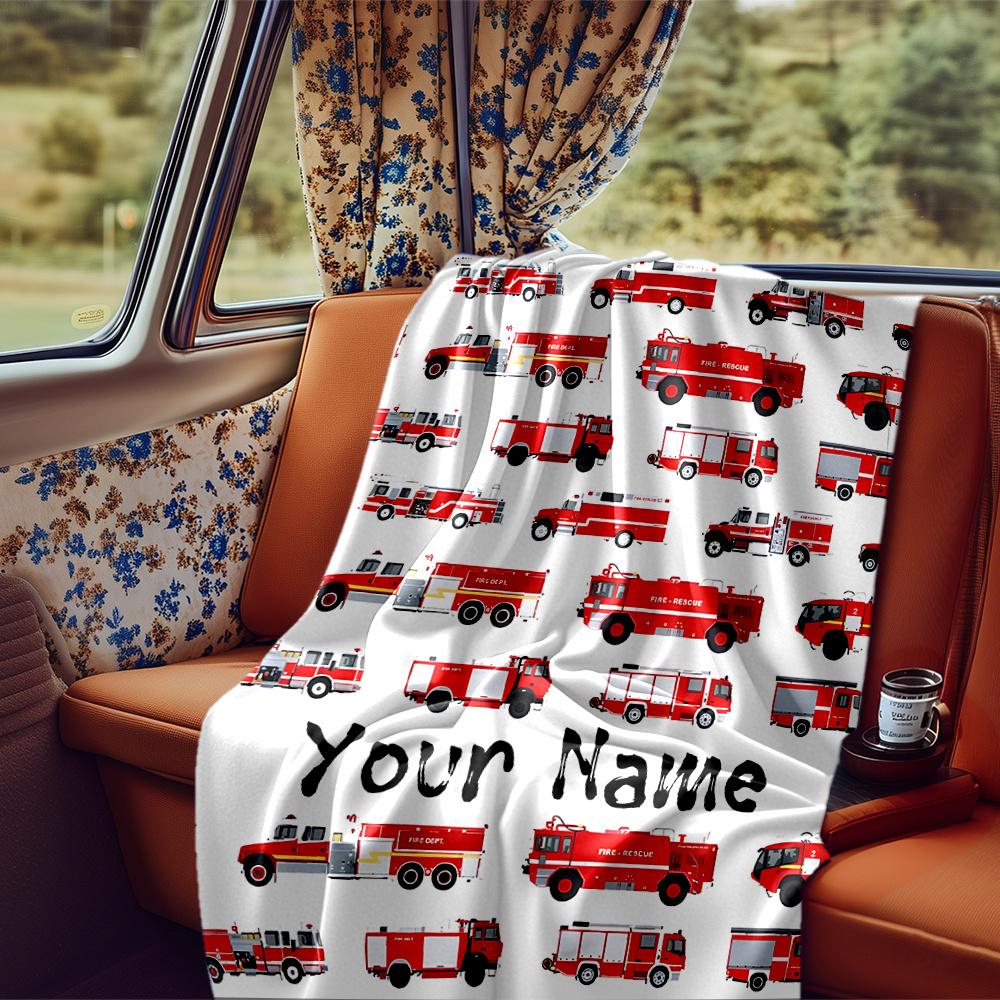 Personalized Fire Truck Design For Name Customization Blanketcustomize Your Name Lightweight Comfortable And Stylish Blanket For Travel Bed Home Chair