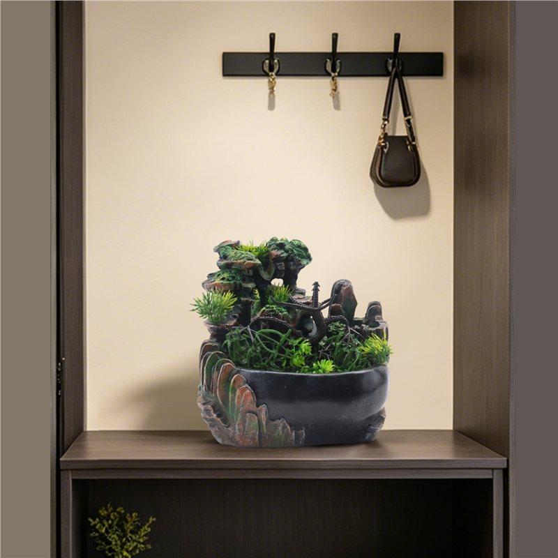 Easy Use EU Plug,Indoor Simulation Resin Rockery Waterscape Feng Shui Water Fountain Home Desktop Decoration Crafts