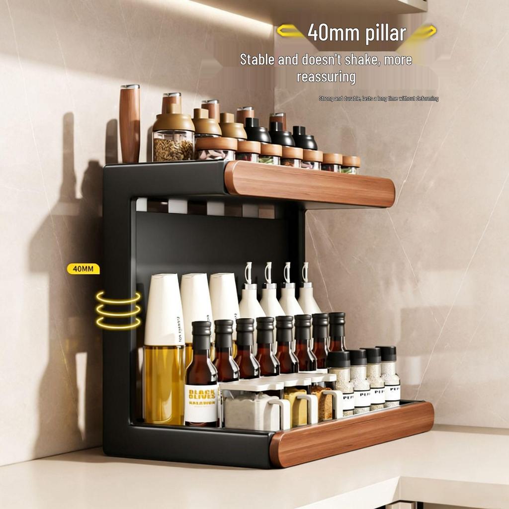 Used Multi-layer Kitchen Countertop Seasoning Rack for Bottles, Jars, Oil, Salt, Soy Sauce, and Vinegar.