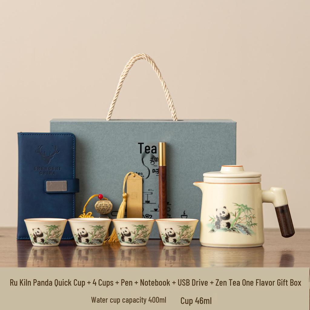 Portable Travel Tea Set: Quick-Brew Pot with Four Cups, New Style for Young People On the Go