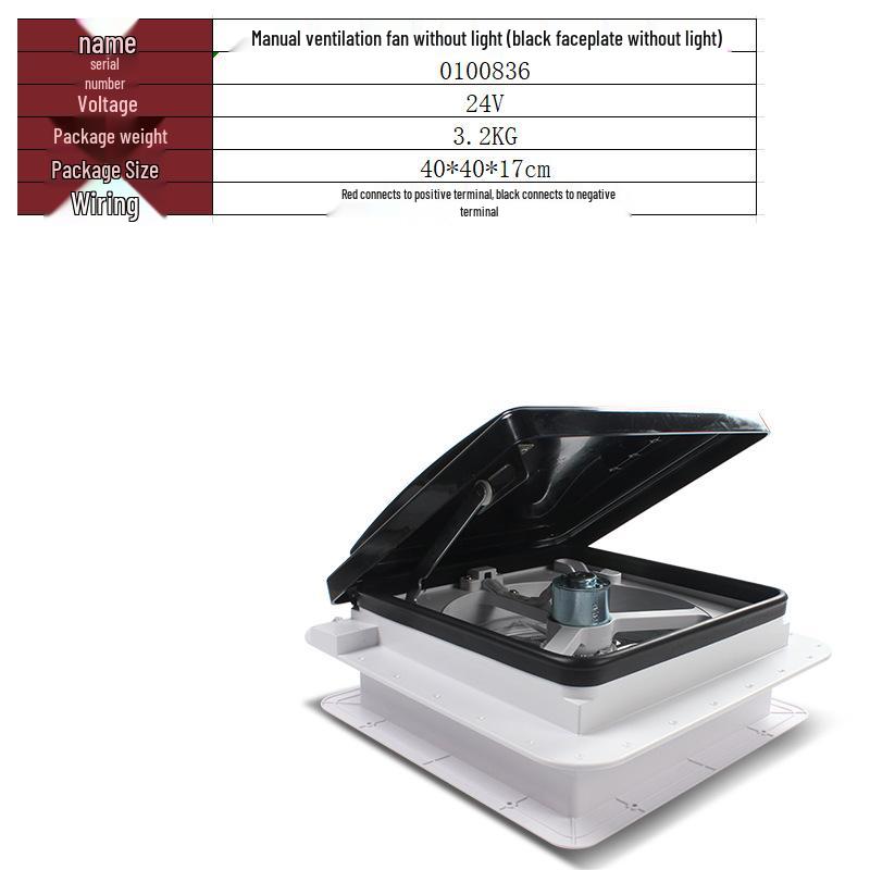 12V/24V RV Skylight Ventilation Fan with Rain Sensor, Insect Protection, Two-Way Airflow & Light for Motorhomes