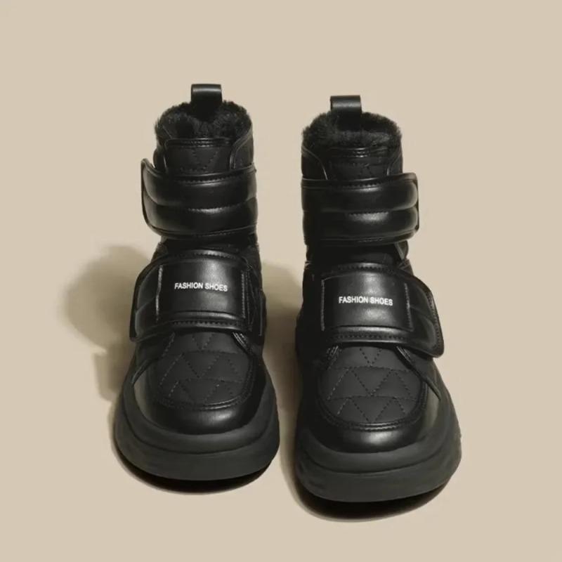 Fashion Fur White Boots Women Padded Cotton Shoes Winter Warm Pu Leather Snow Boots Footwear Thick Bottom Plush Short Ankle Boots