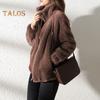 Lady Winter Coat Stand Collar Neck Protection Double-sided Thicken Plush Solid Color Long Sleeves Zipper Closure Cardigan Daily Commute Travel Jacket