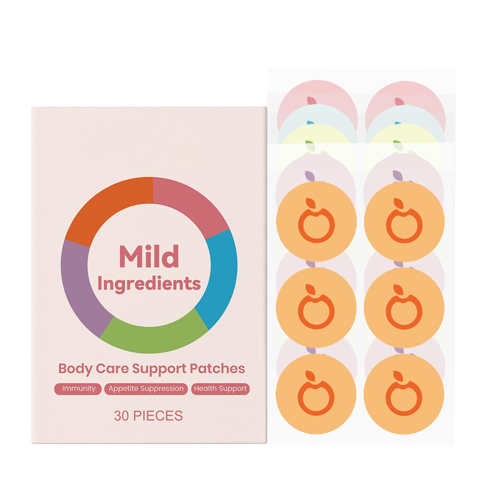 Body Care Support Patches Mild Ingredients 30 Pieces for Immunity Appetite Suppression and Health Support Non-Invasive Adhesive Patches розовый