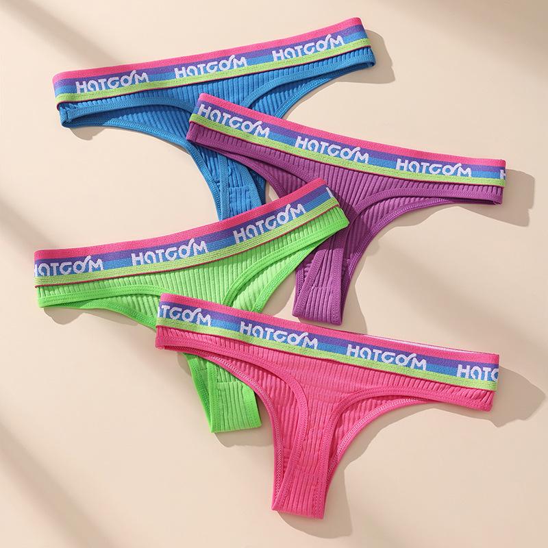 Mărime Europeană Sexy Tanga Talie Joasă Curea cu Litere Fir Chiloți Lenjerie de Damă Chiloți T-pantaloni Bumbac