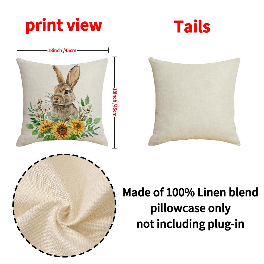 Spring New Easter Bunny Pillow Cover Living Room Sofa Cushion Outdoor Pillow Cover Home Decoration Cushion