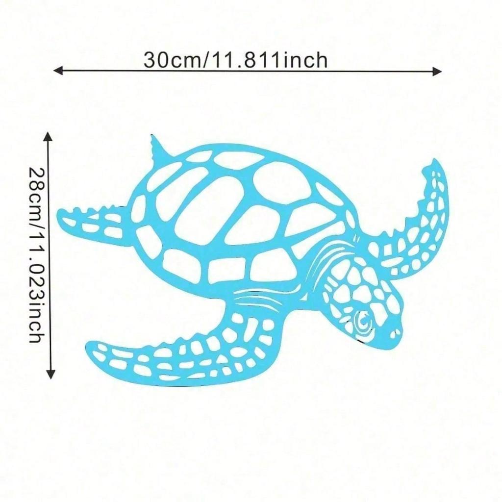 Metal Sea Turtle Wall Decor - Coastal Nautical Hollow Art for Living Room, Bedroom, Bathroom, Boho Hanging Ornament, Housewarming Gift, Holiday Decor