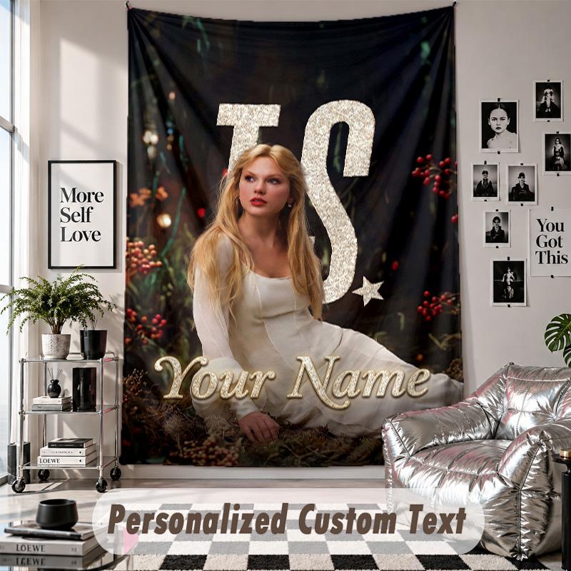 Wall Hanging Tapestry With Custom Name & Text, Taylor Swift Decorative Tapestry For Bedroom