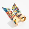 SHIXIN Bohemian Colorful Ethnic Style Wristband Metal Bracelet Vintage Pleated Scarf Wrapped Open Bangles Jewelry for Women New