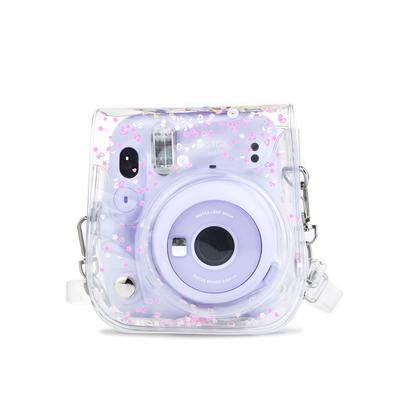HIYQIN Instax FUJIFILM instax mini θήκη χαριτωμένη τσάντα κάμερας με λουράκι ώμου PVC διαφανής θήκη, 12/11/9/8+/8 (ροζ καρδιά)
