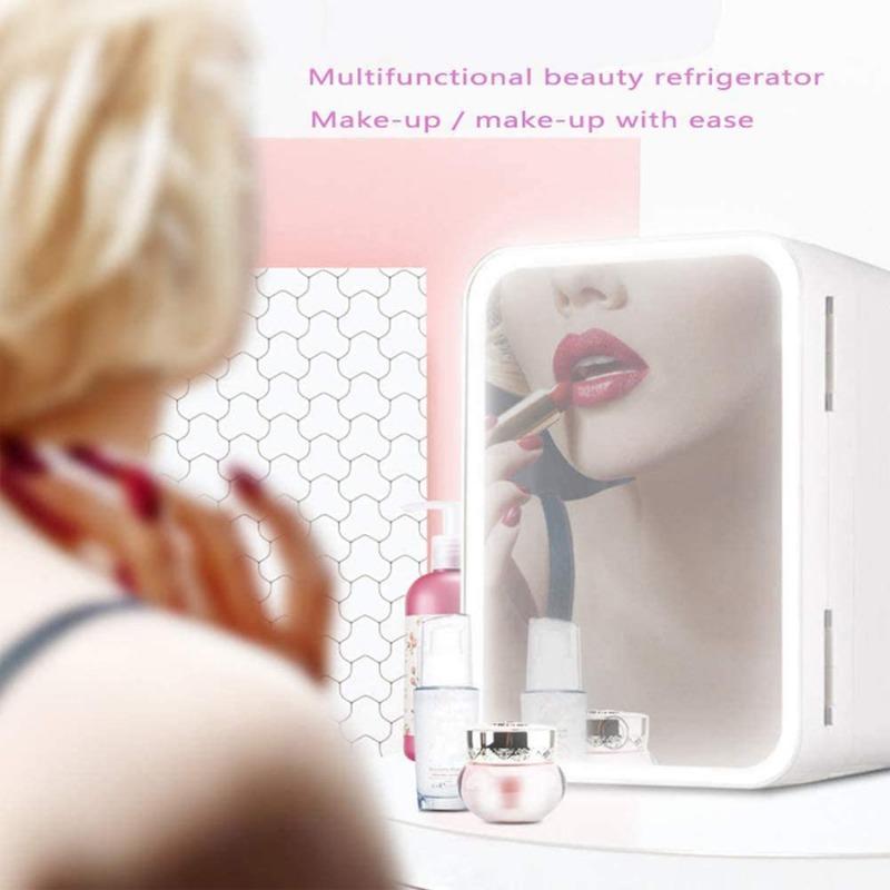 Mini Cosmetics Kjøleskap 4L LED Cosmetic Mirror Mute
