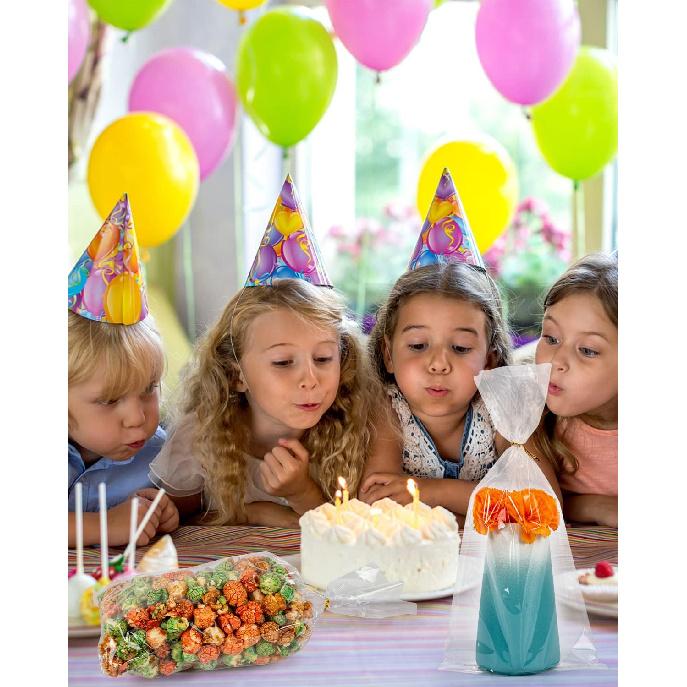 Labeol 160pcs Clear Cellophane Bags 7X14 Treat Bags with Ties Goodie Bag Clear Gift Bag for Packaging Popcorn Party Favor Cookie Candy Bakery Plastic