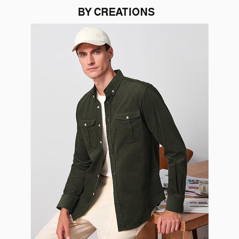 By Creations Men s Corduroy Button-Down Shirt Jacket 40