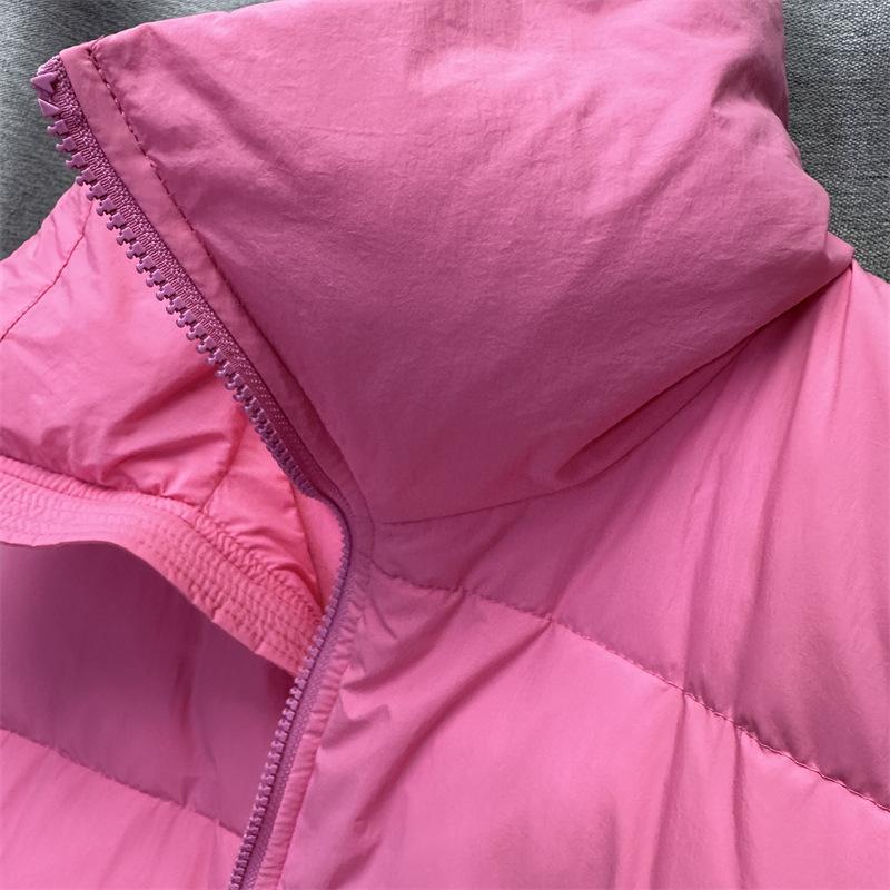 Women Light Weight Thermal Seamlessly Sleeveless White Duck Down Jacket All Match Chic Pocket Loose Down Vest
