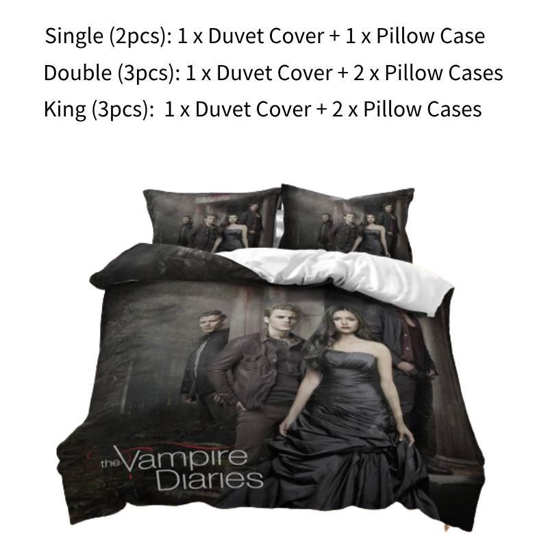 Vampirtagebuch 3D-gedrucktes Bettwäscheset Weiches und strapazierfähiges Polyesterfasermaterial