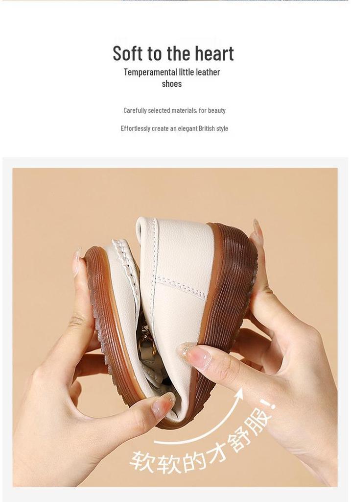 2023 Spring/Autumn Women's Casual Leather Slip-On Shoes with Metal Buckle - Soft Sole, Large Size, Comfort for Moms