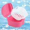 Denture Case, Denture Bath Box False Teeth Storage Box with Basket Net Container