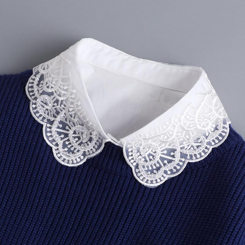 White Lapel Fake Collar Neck Decorative Chiffon Cotton Chocker Women Detachable False Collar Shirt Doll Lace Ladies Half Shirt