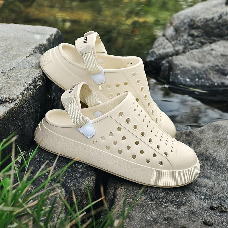 Paar Ausgehöhlte Sandalen Mann Dicke Sohle Ausgehöhltes Design Strand Kopf Freizeitschuhe Übergröße Wasserschuhe für Frauen Sandalen Hausschuhe