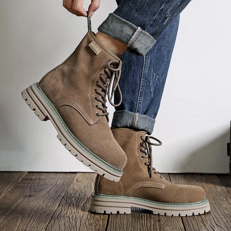 High-top Martin boots 2025 male and female couples rhubarb boots thick-soled tooling boots British wind desert boots 8117-M