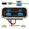 USB Outlet Car Charging 4 Ports Double PD QC3.0 Voltmeter Wall Mount Accessories Simple Installs for 12V 24V Cars Trucks