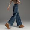 Demana Romantic New Narrative Women's Petite Winter Fleece-Lined Wide-Leg Jeans