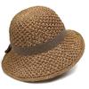 Women Sun Hat Small Brim Straw Fisherman Hat with Bow