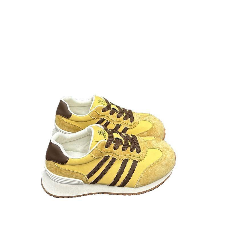 Korean version of doll head platform casual shoes women's 2025 new muffin bottom round head lace-up German training shoes casual trendy shoes