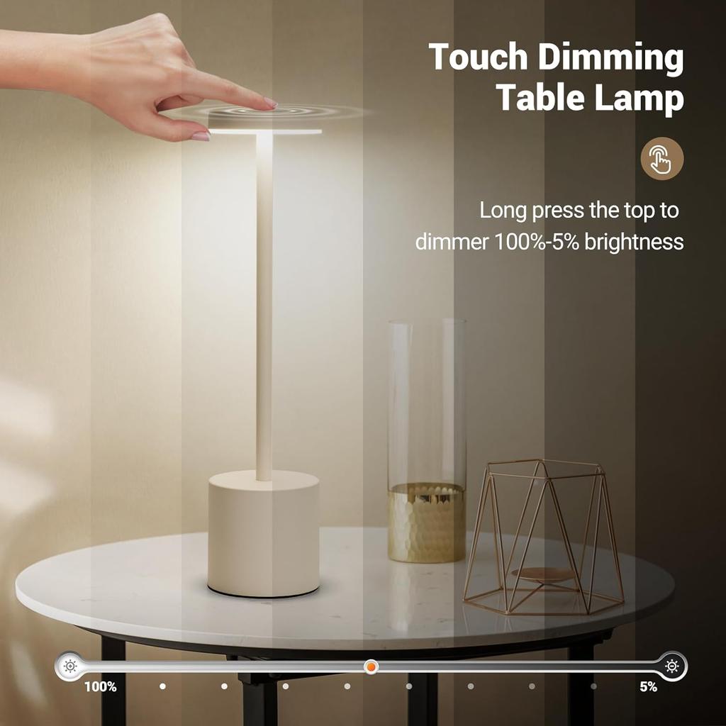 Table Lamp Touch Sensor Rechargeable LED Desktop Night Light Wireless Reading Lamp for Restaurant Hotel Bar Bedroom Decor Light