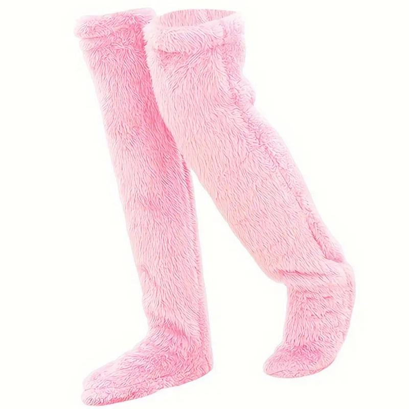 Hot Fluffy Thigh High Socks Teddy Legs Snuggle Long Paws Fuzzy Leggings Over Knee Slippers Hairy Stockings