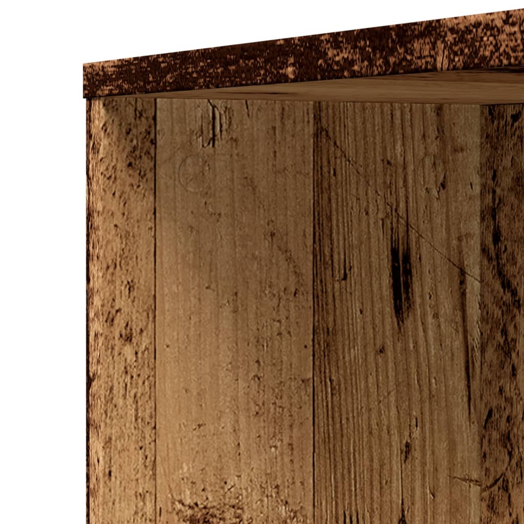 Narrow Bathroom Cabinet with Casters Rustic Wood Look Engineered Wood