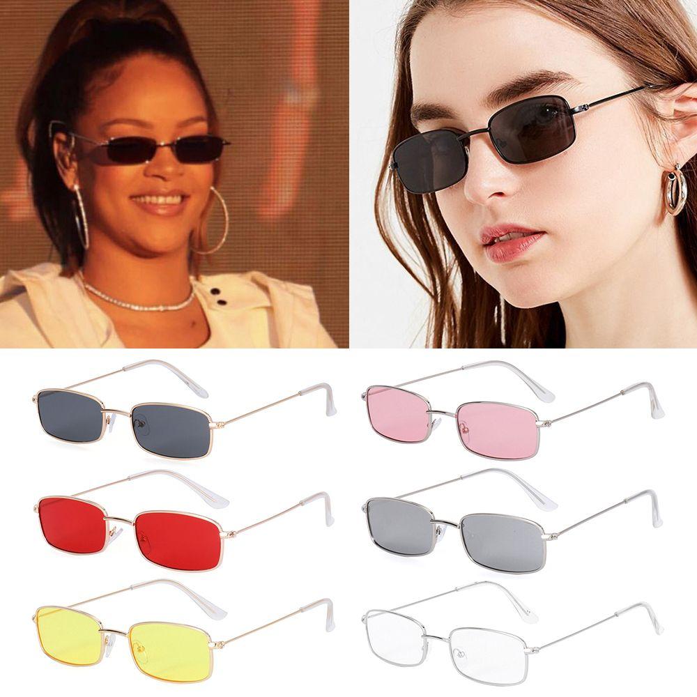 Goggles UV400 Clear Lens Metal Sun Glasses Small Oval Women's Sunglasses Vintage Rectangle Sunglasses Brand Shades