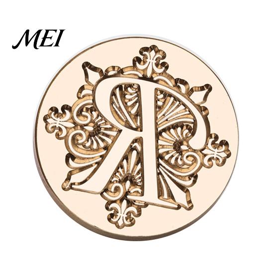 Decorative Wax Seal Stamp Iris A-Z Initial Alphabet Head, Brass Engraved Vintage Sealing Head for Wedding Invitations Envelopes Journal Gift Packaging