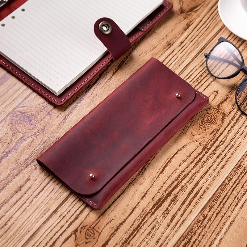 Handmade Leather Men's Wallet Purse Cow Leather Bifold Id Card Phone Holder Bag Pure Leather