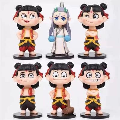 Figura de Anime Ne Zha, set de 6 unidades, figura mágica de rugido para niños, modelo de estatua, juguete de regalo