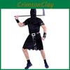 Elegant Gothic Wizard Costume For Men Featuring Black And White Design Ideal For Halloween Parties