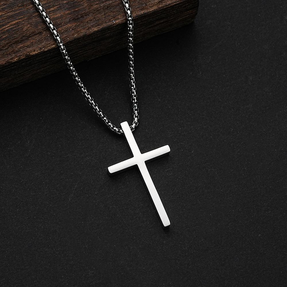 2026 Cross Necklace Men and Women Couples Pendant Clavicle Chain Simple Accessories Medium and Long Versatile Sweater Chain
