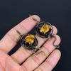 Tiger's Eye 999 Copper Wire Wrapped Earrings, Handmade Gemstone Earrings, Gift For Mom Antique Jewelry