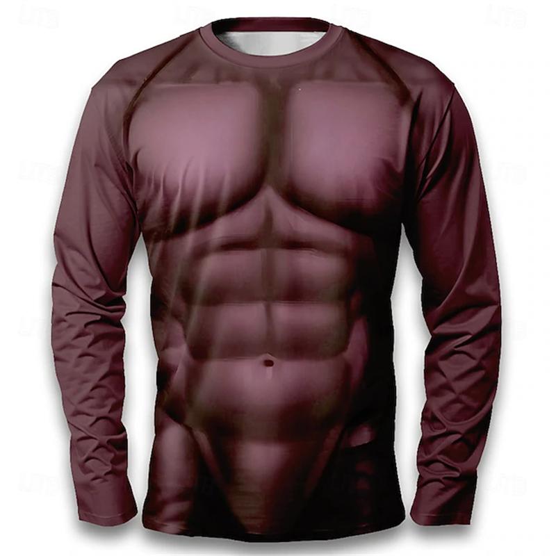 Fashionable Green Muscle T-shirt Men's Superhero Compression Shirt Top Men's Long-sleeved Fitness Suit Cosplay Party Costume
