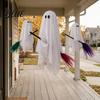 Cute Ghost Hanging for Trees 3 Pcs Halloween Ghosts on Brooms Spooky Flying Gauze Indoor Outdoor Party Props with Broomstick Tree Porch Yard,