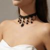 Gothic Punk Sexy Lace Black  Pendent Necklace For Women Teens Girls Rivet Flower Collar Necklace Rock Jewelry Gifts Party