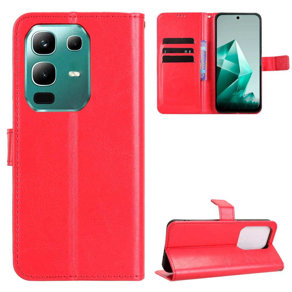 

For Infinix Note 50x 5G PU Leather Case with Strap Crazy Horse Texture Phone Wallet Cover Red