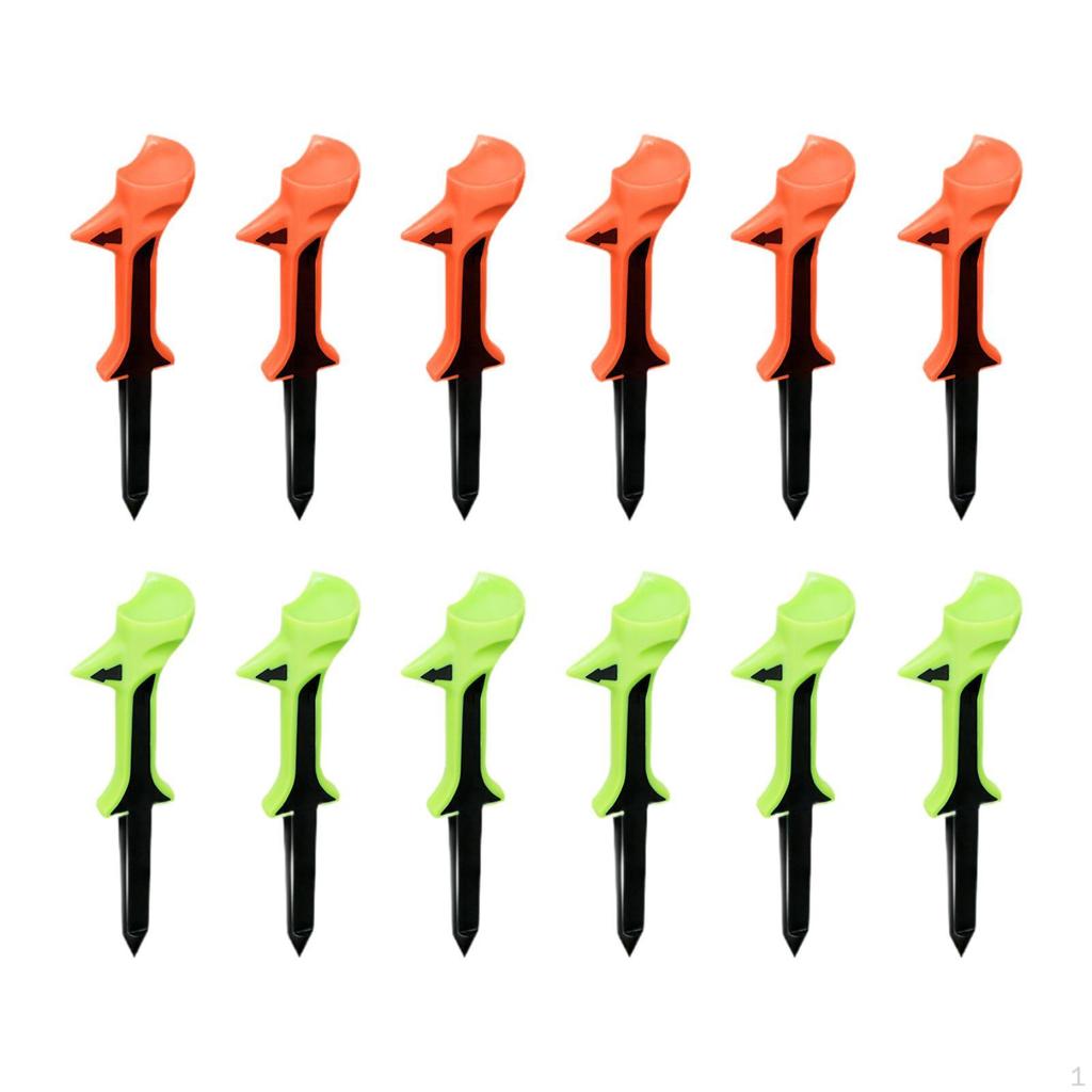 12x 10 Degree Golf Ball Tees 83mm with Direction Indication Less Friction Holder