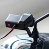 12V 2.1A Motorrad Doppel-USB-Handyladegerät mit Ein-Aus-Schalter & LED-Voltmeter & Zigarettenanzünder, Motorradlenkerklemme, Wasserdicht