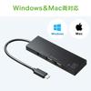 Sanwa Supply USB-hub Tilkobling x 1 x 2 kortleser Svart Type-C (USB3.1/3.0-port/USB2.0-porter/SD-kort/microSD inkludert) USB-3TCHC16BK