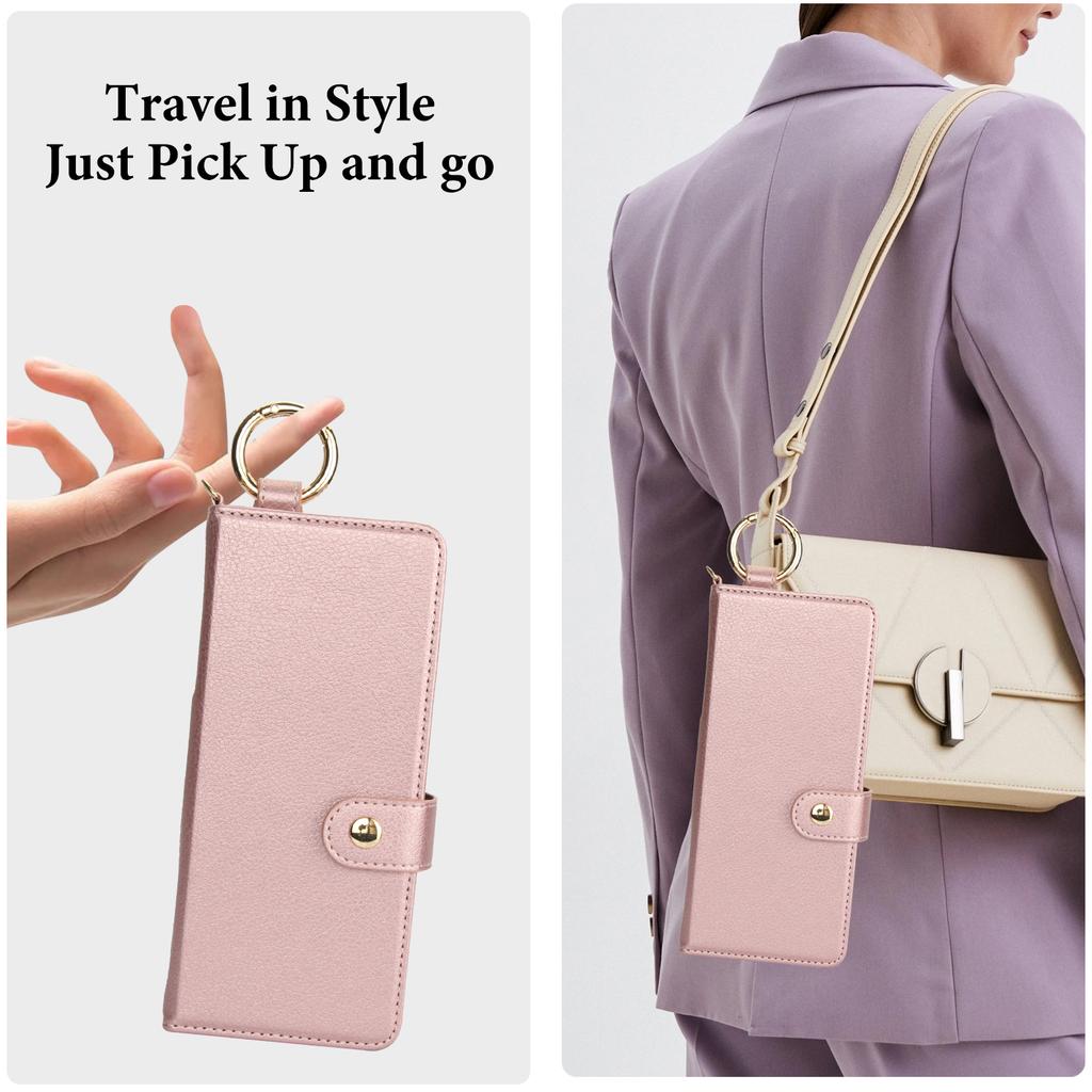 Ring Holder Cards Solt Wristband Pen Holder Wallet Case For Samsung Galaxy Z Fold 6 5 4 3 5G Fold6 Fold5 Bag Pocket Book Cover