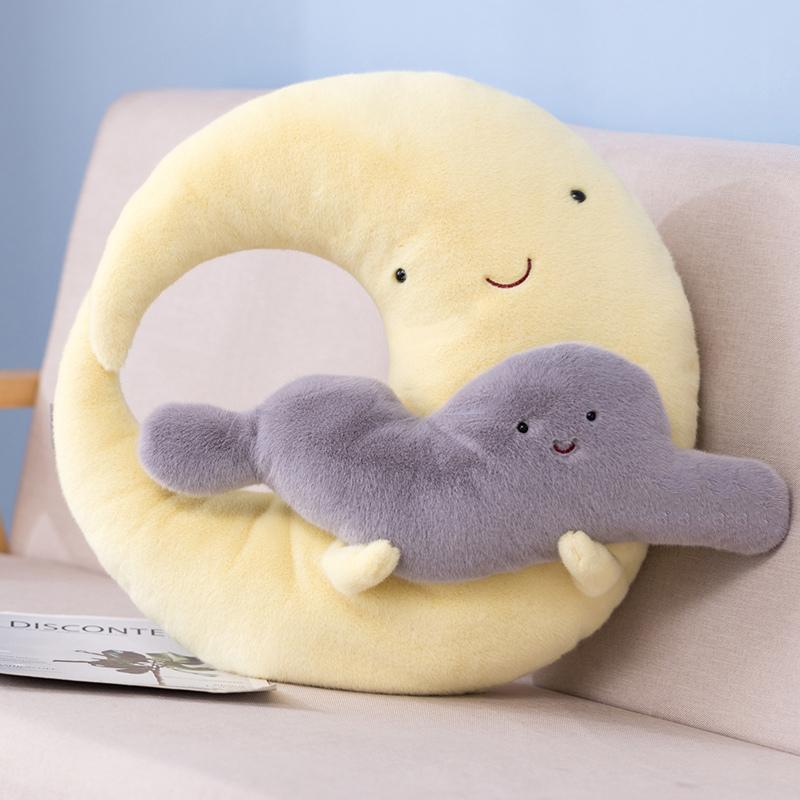 Kawaii Kissen Wolke Cartoon Sonne Mond Regentropfen Wolkenkissen Kissen Kreativ Glück Wolkenfamilie Plüschtier Sofa Heimdeko