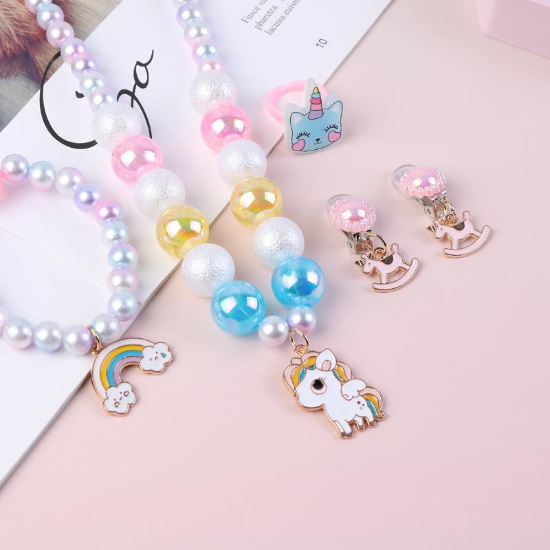 Children's Unicorn Beaded Necklace & Ring Set - DIY Jewelry for Girls