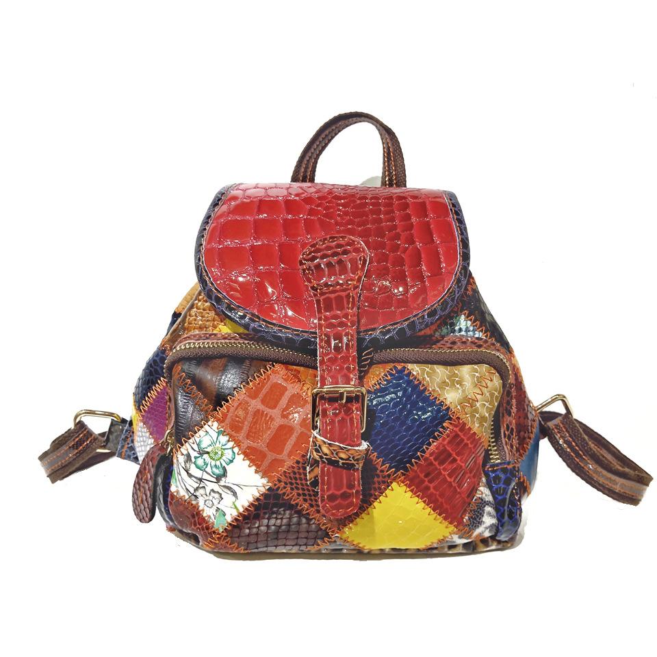 Ретро Женский Рюкзак из Кожи Первого Слоя Модный Рюкзак Портативная Наплечная Дорожная Сумка