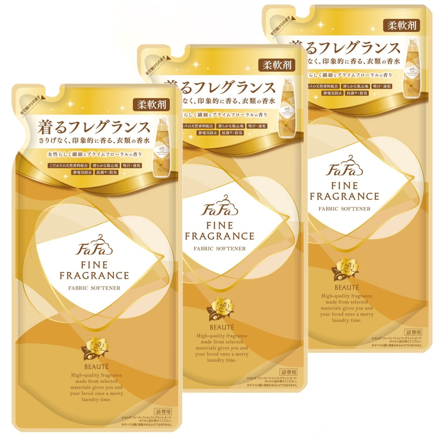 

FaFa Fine Fragrance Концентрированный кондиционер для белья Beaute Prime Цветочный аромат Запасной блок 500 мл x 3 [Оптовая покупка] Аромат как у парфюма